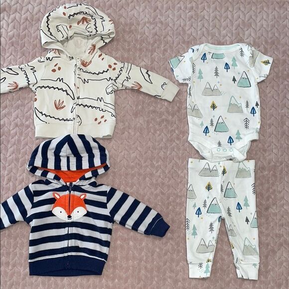 Baby Boy Bundle of 2 Full Zip Hoodies & one outfit - Picture 1 of 6